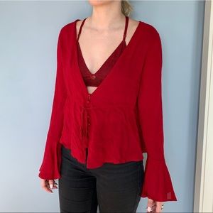 Red deep V top